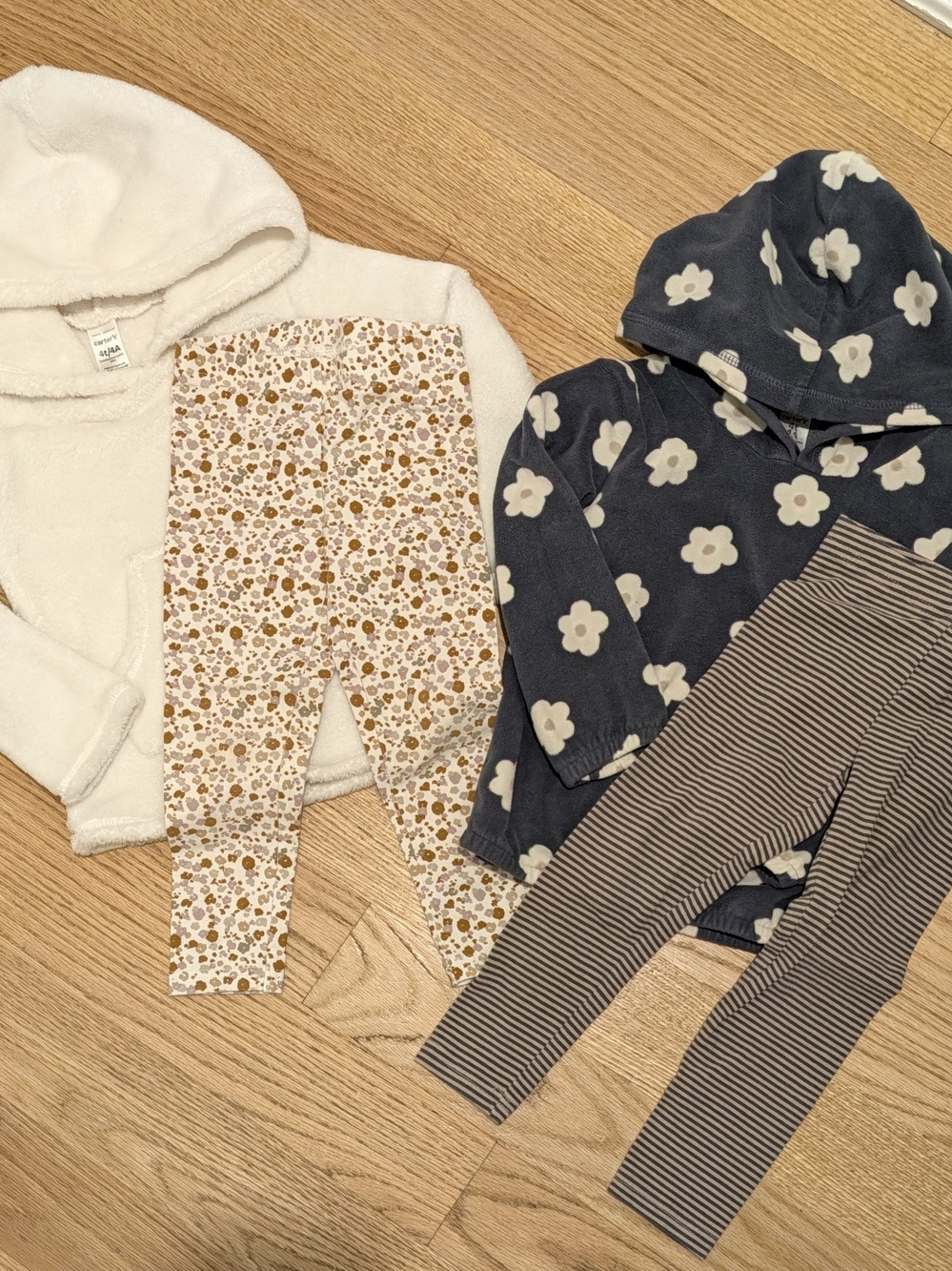 Carter's Girls' Floral and Striped Leggings Set With Fleece.